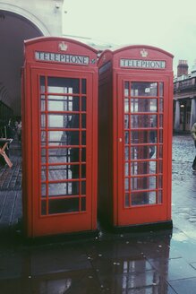 Two red telephone booths near Covent Garden in London, UK - MEAF000118