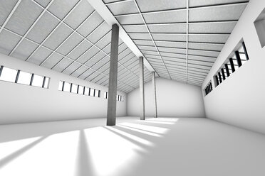 Architecture visualization of an empty industrial building, 3D Rendering - SPCF000018