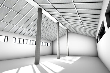 Architecture visualization of an empty industrial building, 3D Rendering - SPCF000017