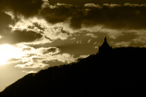 Germany, North Rhine-Westphalia, Porta Westfalica, Kaiser William monument stock photo