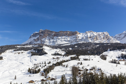 Italien, Dolomiten, Südtirol, Kreuzkofel, Wintersportregion Alta Badia, La Villa, lizenzfreies Stockfoto