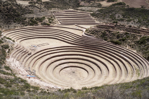 Peru, Moray, Landwirtschaftliche Terrassen der Inkas, lizenzfreies Stockfoto