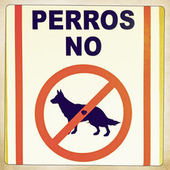 Dogs forbidden sign, La Palma, Canary Islands, Spain - SEF000584
