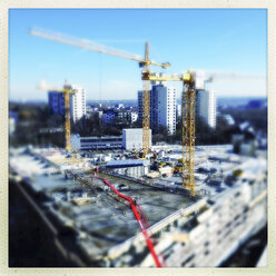 Germany, Baden-Wuerttemberg, Stuttgart, European Quarter, Milan, Stuttgart 21, Milaneo, construction site, construction cranes, shell, new build, - WDF002348