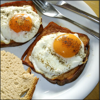 fried meat loaf with fried egg and bread - MAEF008118