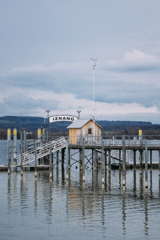 Germany, Baden-Wuerttemberg, Lake Constance, Iznang, Jetty stock photo