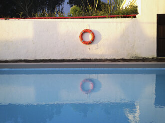 Spain, Canary Islands, La Palma, Life saver at hotel pool - MS003448