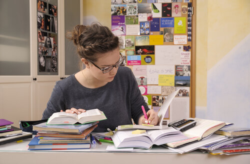 Female pupil doing homework - BTF000325