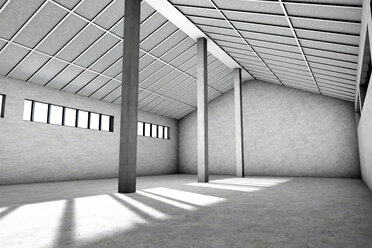 Architecture visualization of an empty industrial building, 3D Rendering - SPCF000019