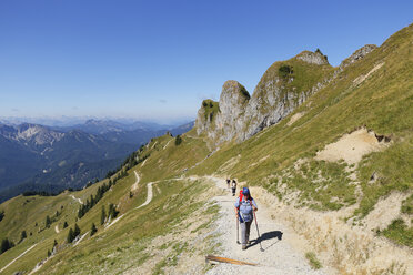 Germany, Bavaria, Mangfall Mountains, Hiker at Rotwand - SIEF005165