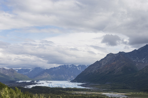 USA, Alaska, Blick auf die Chugach-Berge, Matanuska-Gletscher, lizenzfreies Stockfoto
