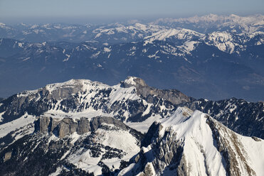 Switzerland, Canton of Appenzell Ausserrhoden, Appenzell Alps, View to Hoher Kasten mountain - ELF000914