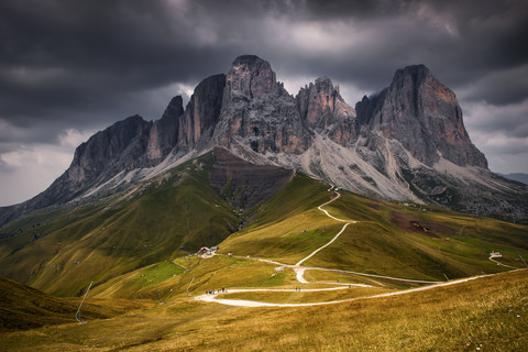 Italien, Südtirol, Langkofelgruppe, lizenzfreies Stockfoto