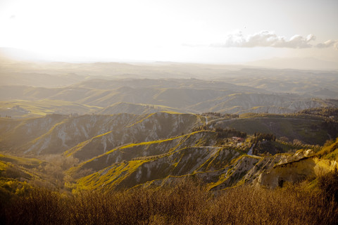Italy, Tuscany, Volterra, rolling landscape stock photo