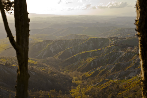 Italy, Tuscany, Volterra, rolling landscape stock photo