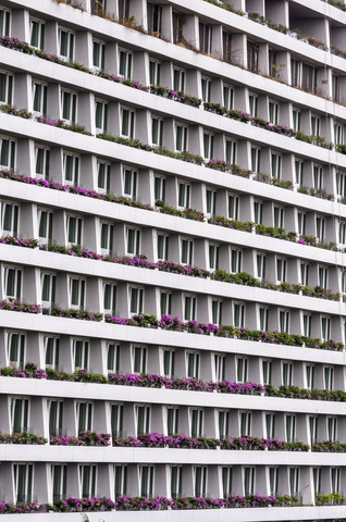Singapur, Teil der Fassade eines Hotels an der Marina Bay, lizenzfreies Stockfoto