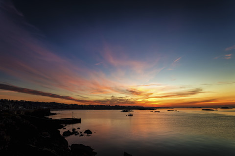 United Kingdom, Scotland, East Lothian, North Berwick, Firth of Forth, Sunset stock photo