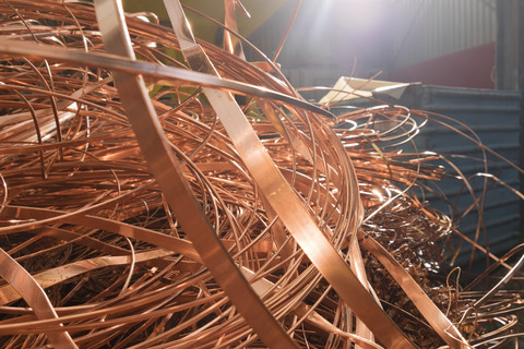 Kupfer in einer Altmetallverwertungsanlage, lizenzfreies Stockfoto