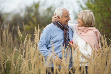 Portrait of happy senior couple having a walk - WESTF019204