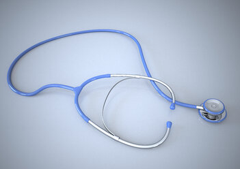 Blue stethoscope in front of grey background, 3d rendering - ALF000136