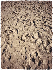 Holland, Netherlands, Westenschouwen, footprints in the sand, beach - MYF000279