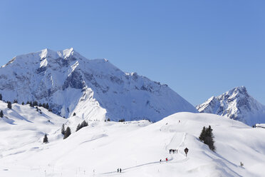 Österreich, Vorarlberg, Bregenzer Wald, Blick auf das Lechquellengebirge, Hochtannbergpass mit Hochberg und Rothorn - SIEF005217