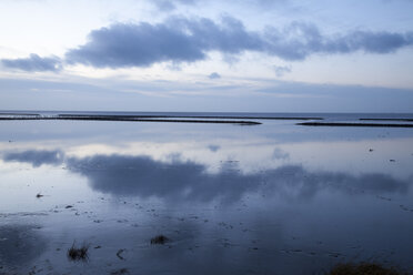 Deutschland, Niedersachsen, Ostfriesland, Norden, Norddeich, Nationalpark Niedersächsisches Wattenmeer am Abend - WIF000547