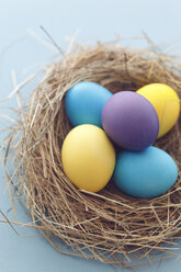 Coloful Easter eggs in nest, studio shot - ECF000497