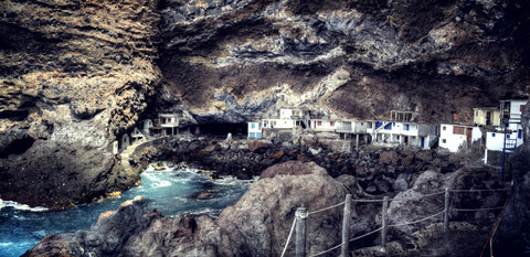Spanien, Kanarische Inseln, La Palma, Blick auf Poris de Candelaria, lizenzfreies Stockfoto