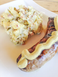 Bratwurst with mustard and potato salad - ABAF001301