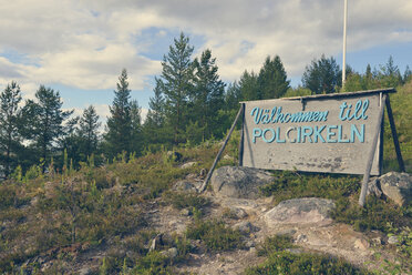 Sweden, Jokkmokk, Polar circle sign - BR000419