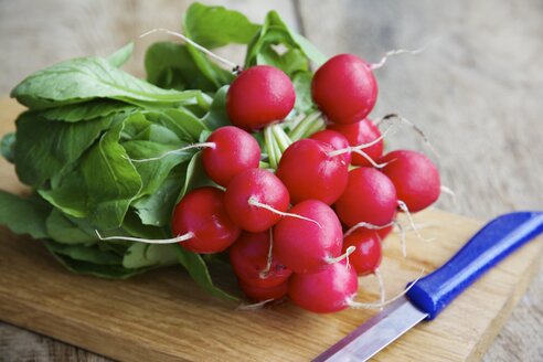 Rote Radieschen auf dem Schneidebrett - HAWF000090