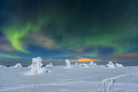 Skandinavien, Finnland, Kittilae, Polarlicht, Aurora borealis, lizenzfreies Stockfoto