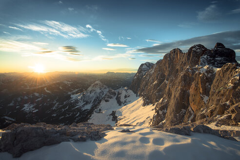 Austria, Salzkammergut, Sunset at Dachstein mountains - STCF000052