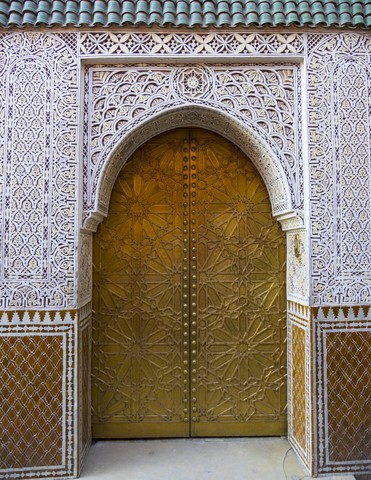 Marokko, Marrakesch-Tensift-El Haouz, Medina, Eingangstür zu einem Riad, lizenzfreies Stockfoto