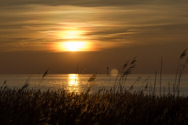 Deutschland, Niedersachsen, Wremen, Nordsee, Sonnenuntergang über der Nordsee - SJF000104