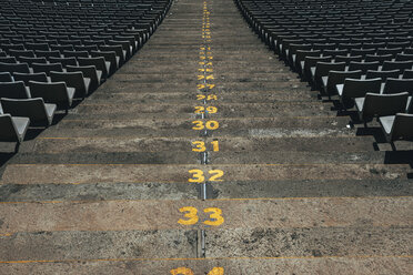 Spain, Catalunya, Barcelona, Old olympic stadium, Steps with numbers - EBSF000161