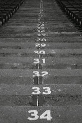 Spain, Catalunya, Barcelona, Old olympic stadium, Steps with numbers - EBS000163