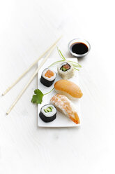 Variety of sushi on plate - KSWF001240