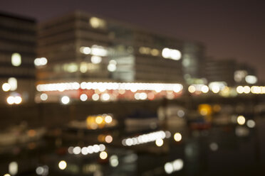 Germany, North Rhine-Westphalia, Duisburg, Inner harbour by night, blurred - WIF000614