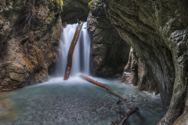 Austria, Tyrol, Waterfall in the Wolfs Gorge near Stans - RJF000114