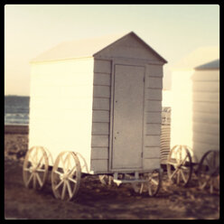 Belgium, Flanders, Blankenberge, beach cabins in the historic 