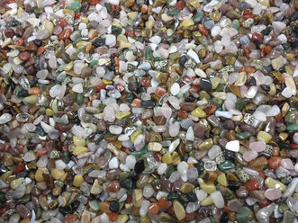 Ruegen, Baltic Sea, Mecklenburg-Vorpommern, island, semi-precious stones, jade, tiger eye, rose quartz, Bergkristal - MJF001049