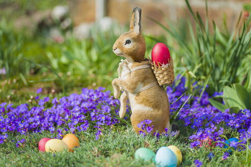 Easter bunny in garden with flowers - MJF000967