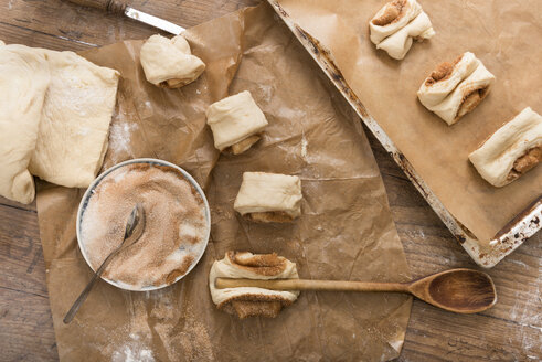 Preparing Franzbroetchen, view from above - CSTF000308