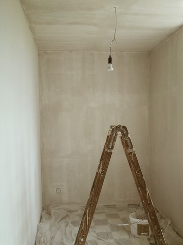 Painting a small room. stock photo