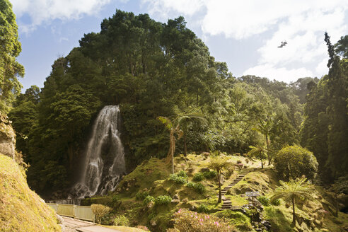 Portugal, Azoren, Sao Miguel, Wasserfall im Parque Natural da Ribeira dos Caleiroes - ONF000516