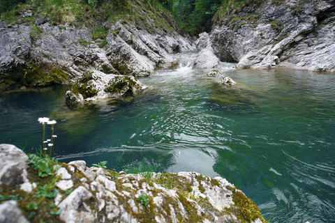 Germany, Bavaria, mountain lake stock photo