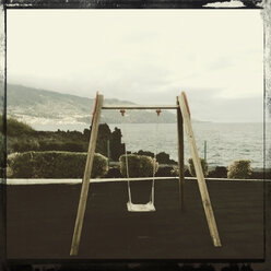 Empty swing on playground, La Palma, Spain - MSF003872