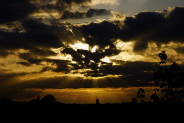 Germany, North Rhine-Westphalia, Minden, Sunset, Dramatic sky - HOHF000780